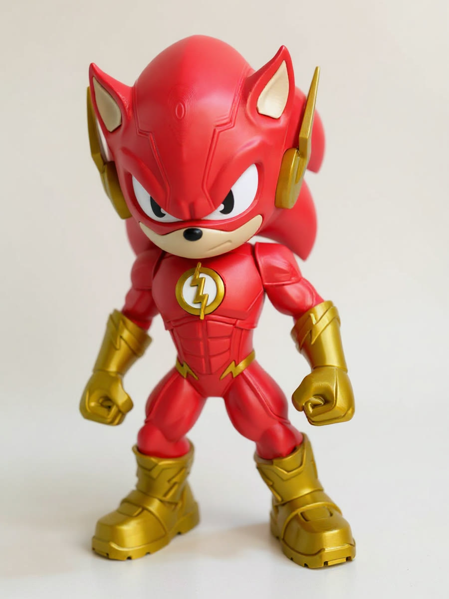 Boneco de ouriço vermelho com raio dourado